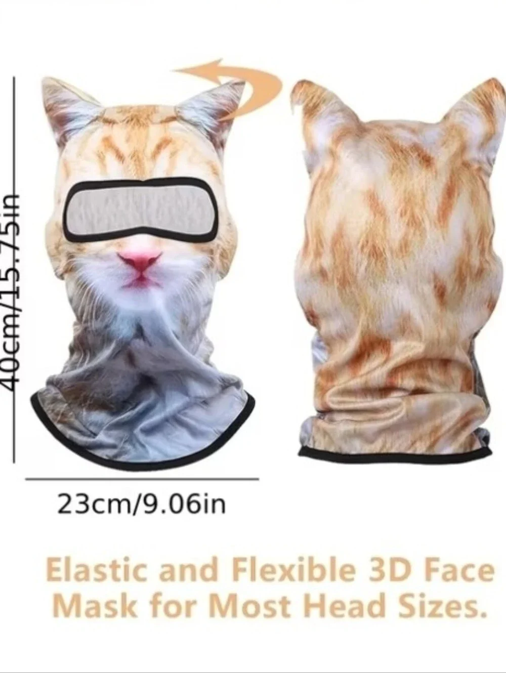 Cat Face Balaclava Mask in Orange and White - Novelty Face Mask